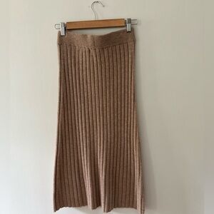 Quince Tan Ribbed Midi Skirt